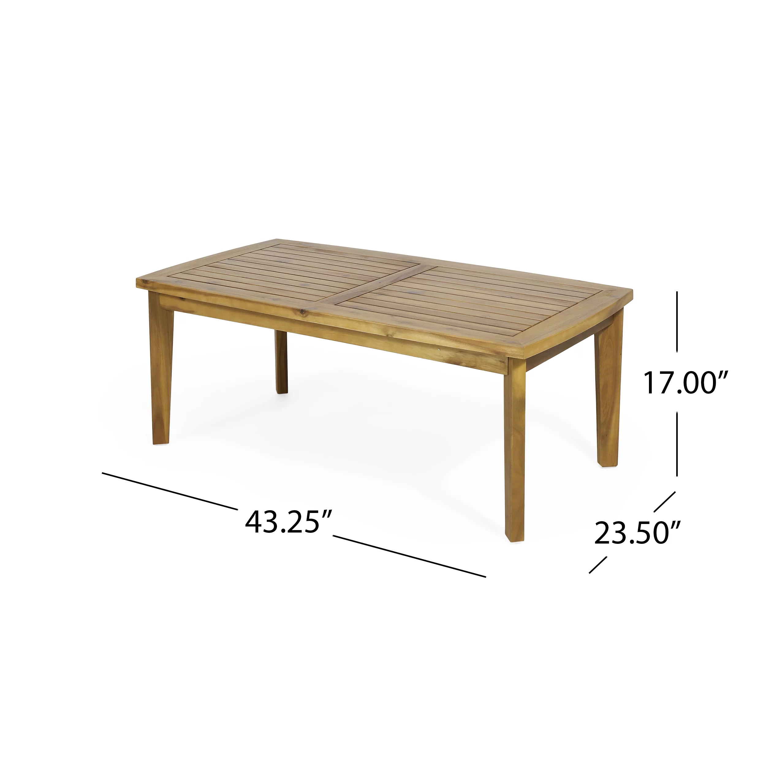 GDF Studio Dean Outdoor Acacia Wood Rectangular Coffee Table, Teak - Cheap Fitting