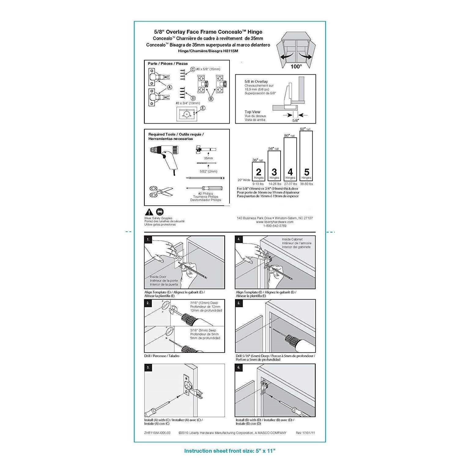 Liberty Hardware Overlay Hinge 100-Degree H811SMV-NP-C - Cheap Fitting