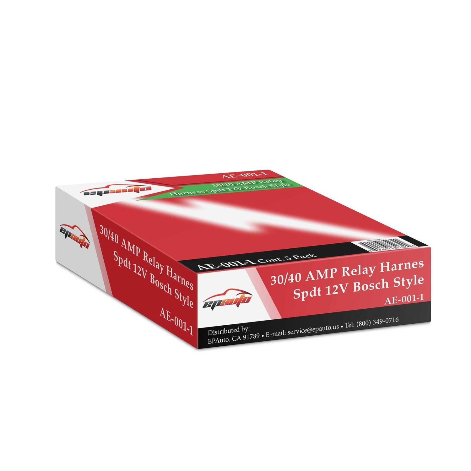 5 Pack EPAuto 30/40 AMP Relay Harness Spdt 12v - Cheap Fitting