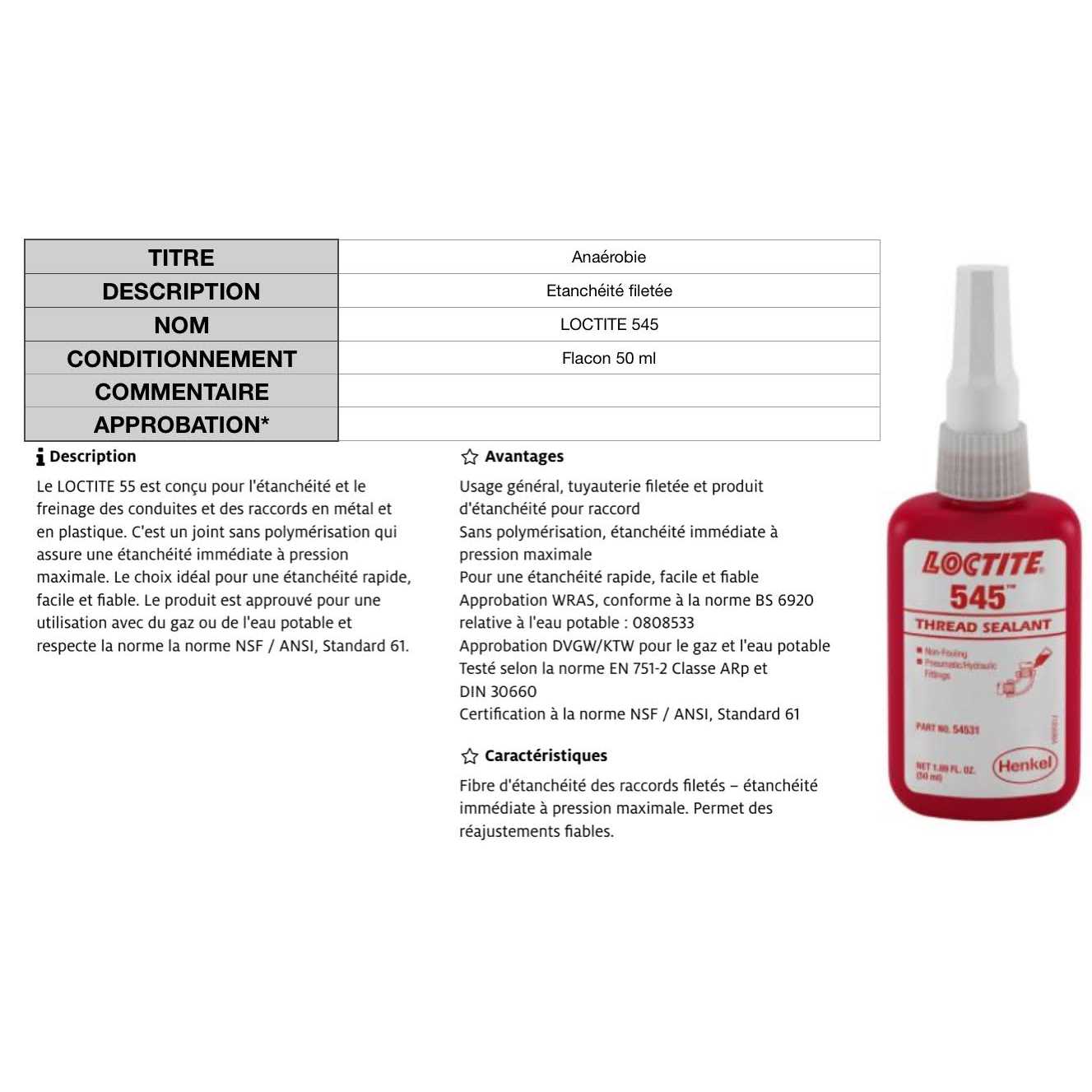 Loctite 545 Thread Sealant 135486 - Cheap Fitting