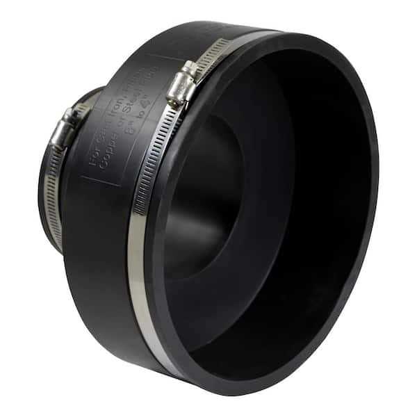 The Plumber’s Choice 8 in. x 4 in. PVC Flexible Reducing Coupling with Stainless Steel Clamps - Cheap Fitting