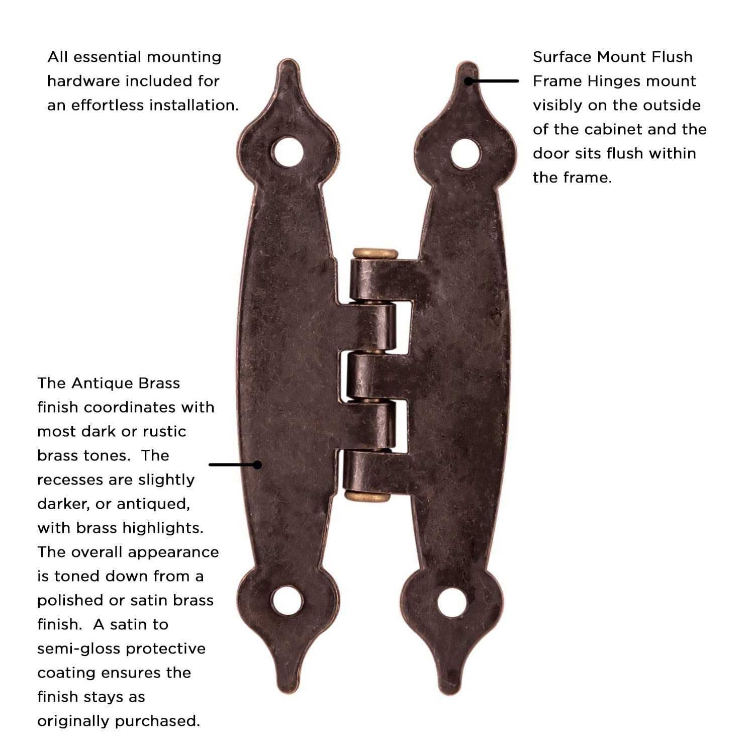 Hickory Hardware Antique Brass Flush Surface Face Mounted Hinge P148-AB - Cheap Fitting