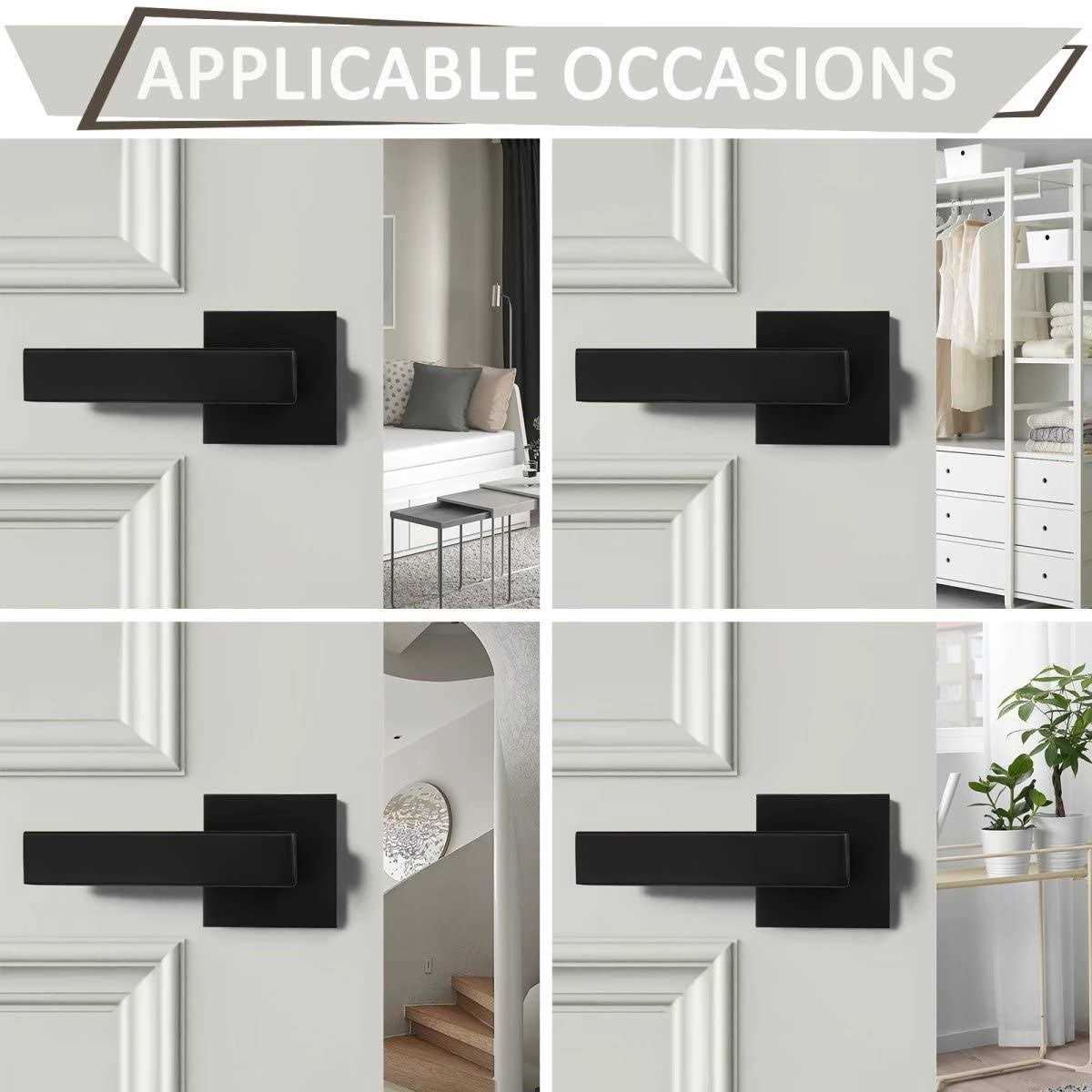 Probrico [Pack of 10]Door Lever Dummy Lever Door Handle for Closets French Doors,Square Dummy Door Lever,Non-Turning Single Side Pull with Black - Cheap Fitting