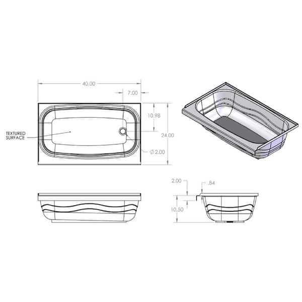 Specialty Recreation Tub 24 X 40 Rh White BT2440WR - Cheap Fitting