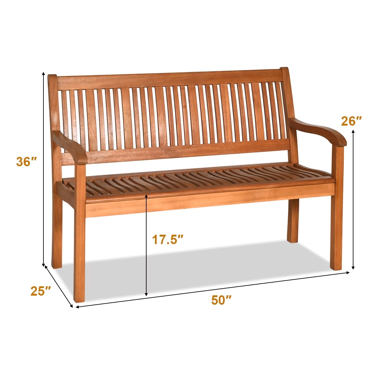 Costway 50'' Two Person Outdoor Garden Bench Loveseat Porch Chair Solid Wood W/Armrest - Cheap Fitting