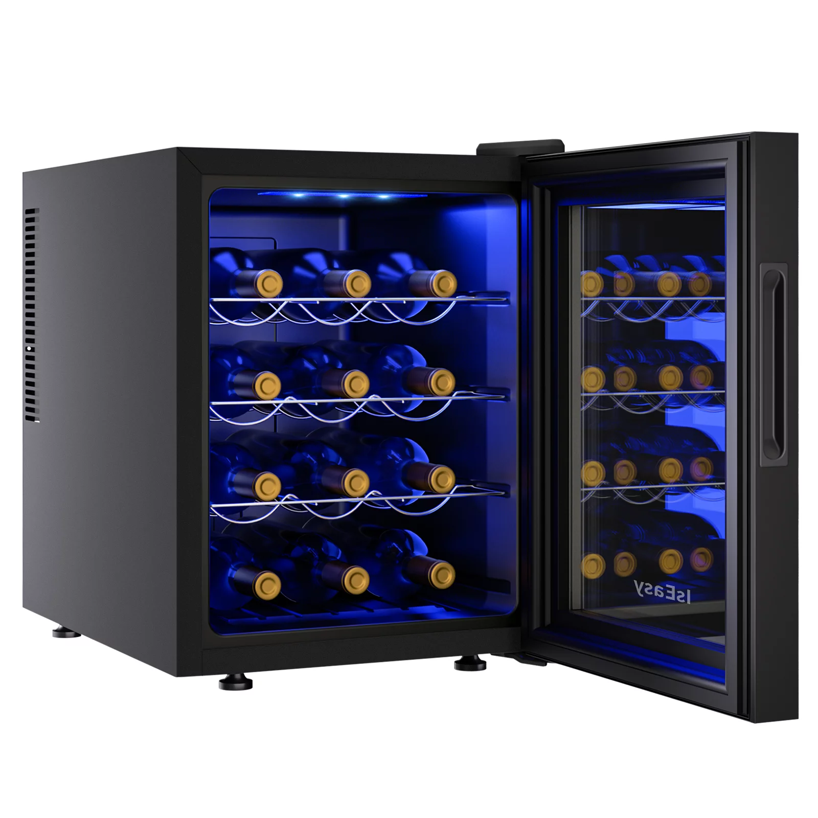 IsEasy 12 Bottle Compressor Wine Cooler Refrigerator, Mini Wine Refrigerator for Home Bar, with Digital Temperature Control and Lighting, Black - Cheap Fitting