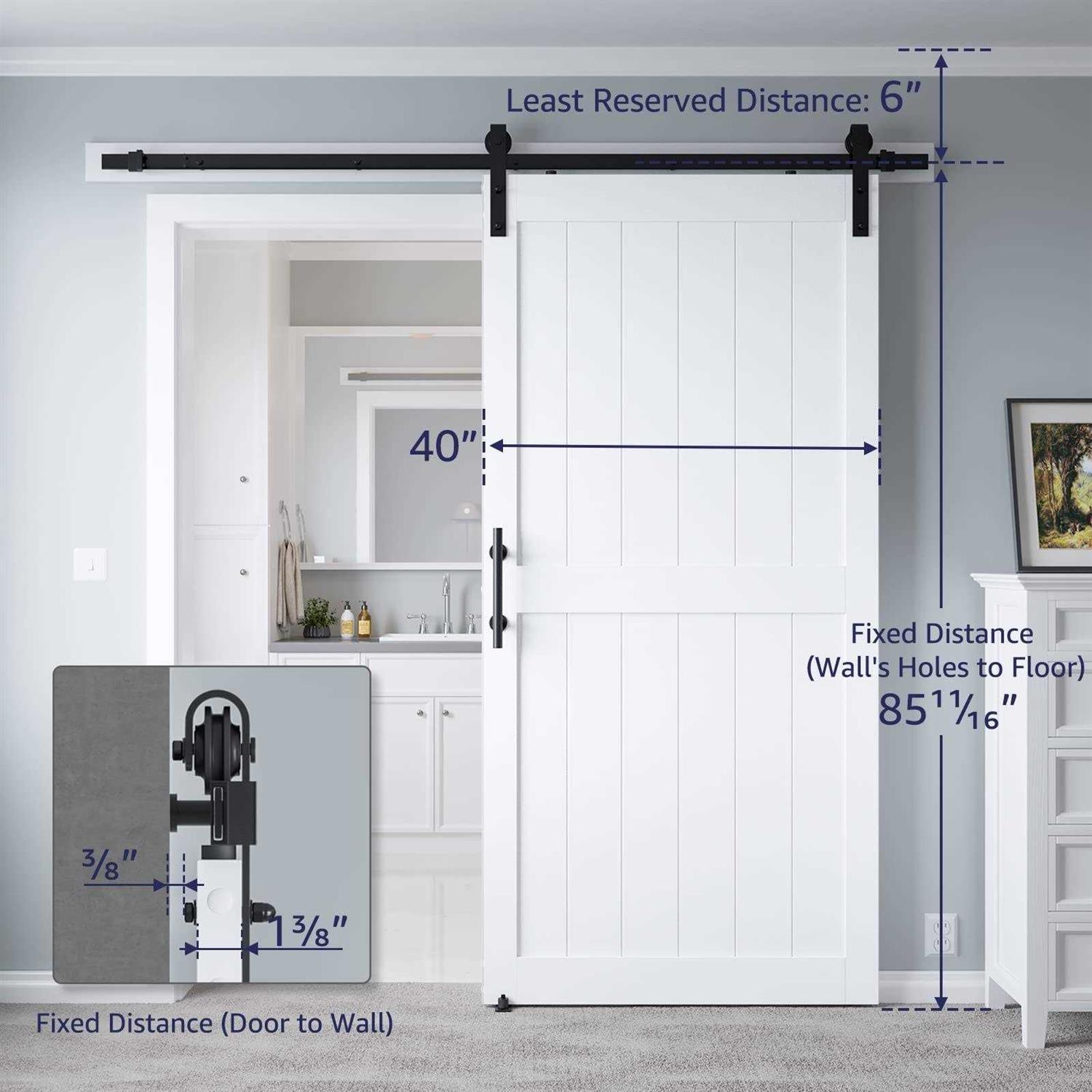 COSHOMER 36in x 84in MDF Sliding Barn Door with 6.6ft Barn Door Hardware Kit & Handle - Cheap Fitting