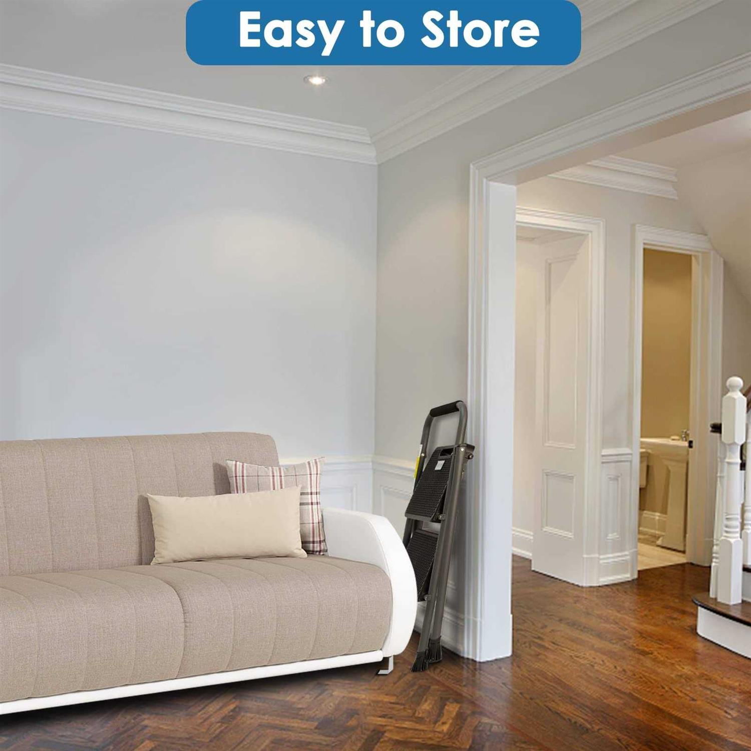 2 Step Ladder, GOLYTON 2 Lightweight Folding Step Stool with Wide Anti-Slip Pedal and Comfort Handgrip - Cheap Fitting