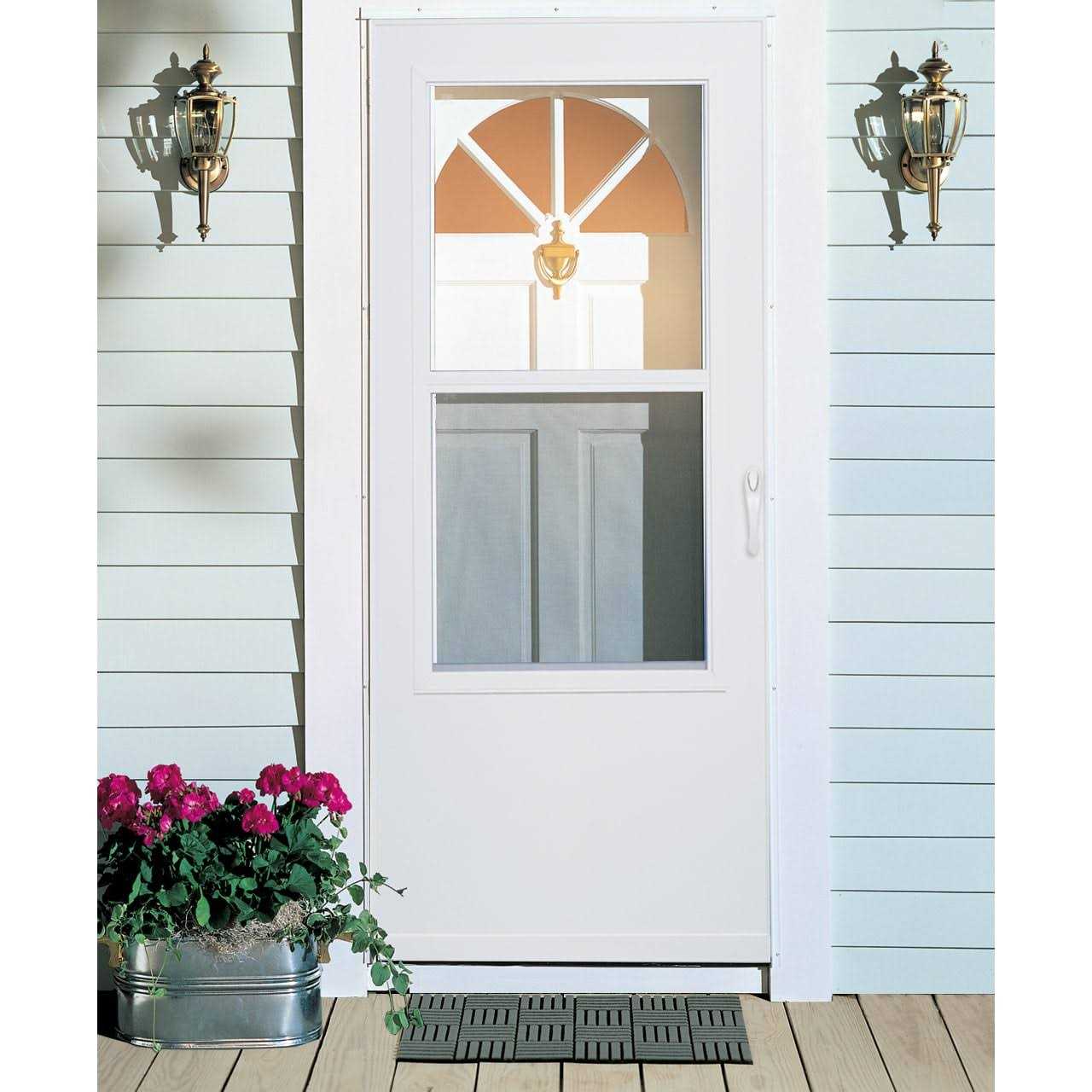 Larson Mobile Home White Mid-View Wood Core Storm Door	Larson Mobile Home White Mid-View Wood Core Storm Door - Cheap Fitting