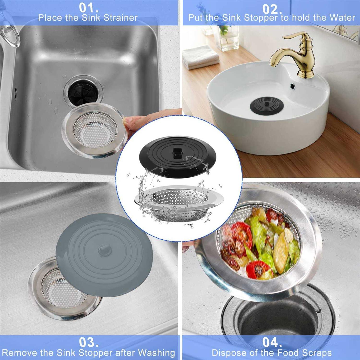 V-top Sink Strainer Stopper 4 Pack Universal Silicone Kitchen Sink Drain Strainer Cover Plug Stopper Kit - Cheap Fitting