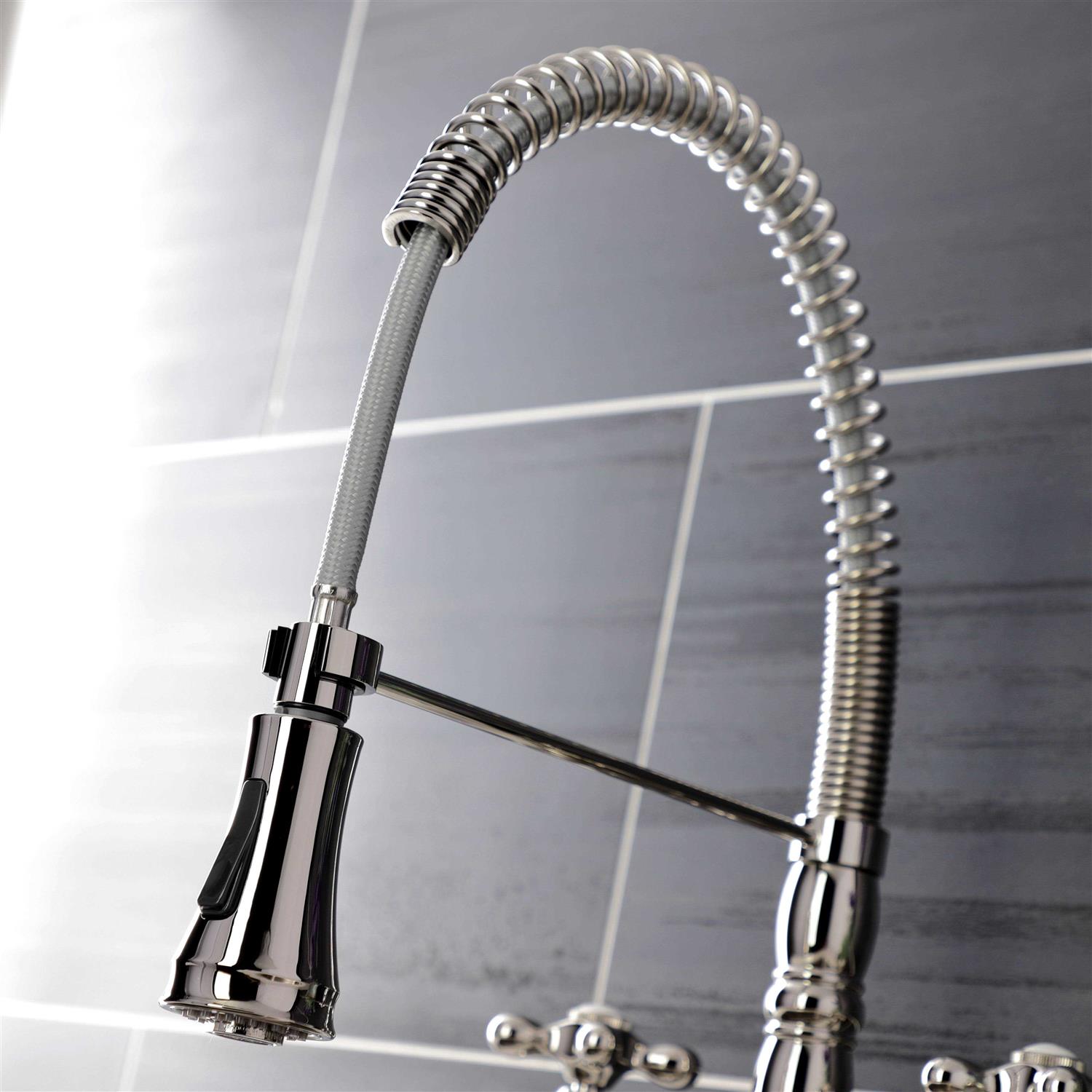 Kingston Brass Heritage Two-Handle Deck-Mount Pull-Down Sprayer Kitchen Faucet - Cheap Fitting