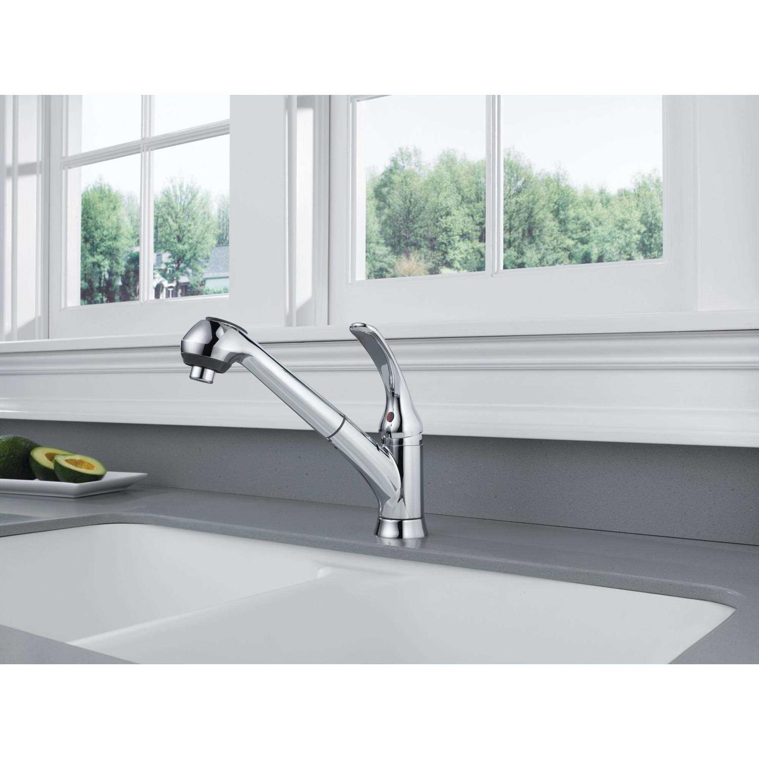 Delta Foundations Single Handle Pull-Out Kitchen Faucet B4310LF-SS - Cheap Fitting