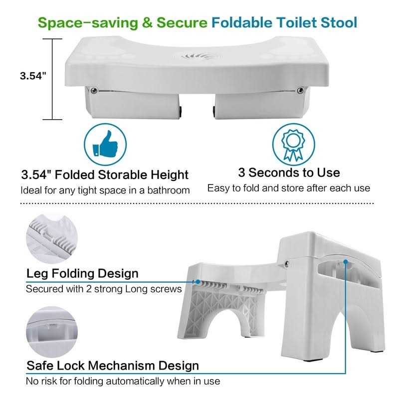 Auoace Foldable Toilet Potty Stool for Adults 7 Heavy Duty Plastic Portable Squatting Poop Foot Stool with Freshener Space - Cheap Fitting