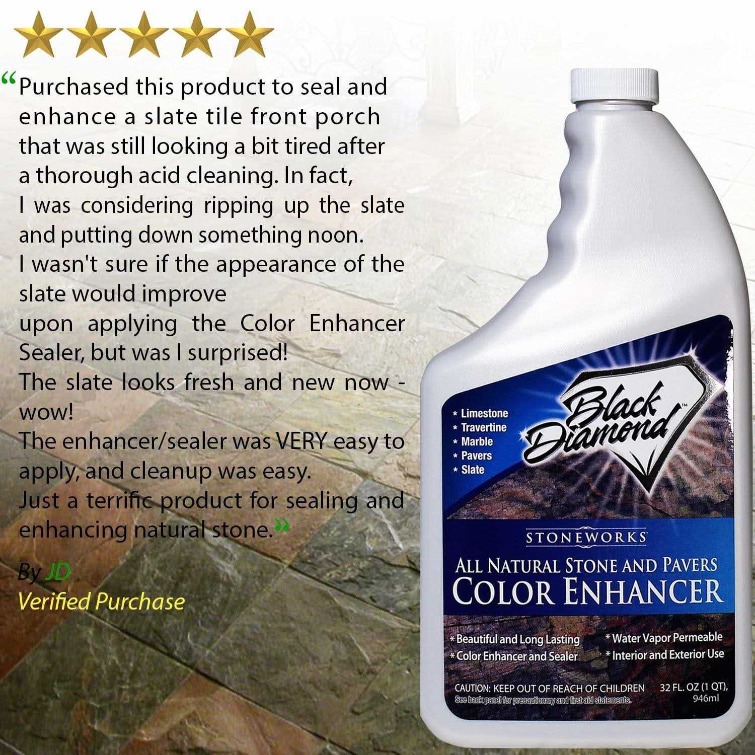 Black Diamond Stoneworks Color Enhancer Sealer for All-Natural Stone and Pavers. Marble - Cheap Fitting