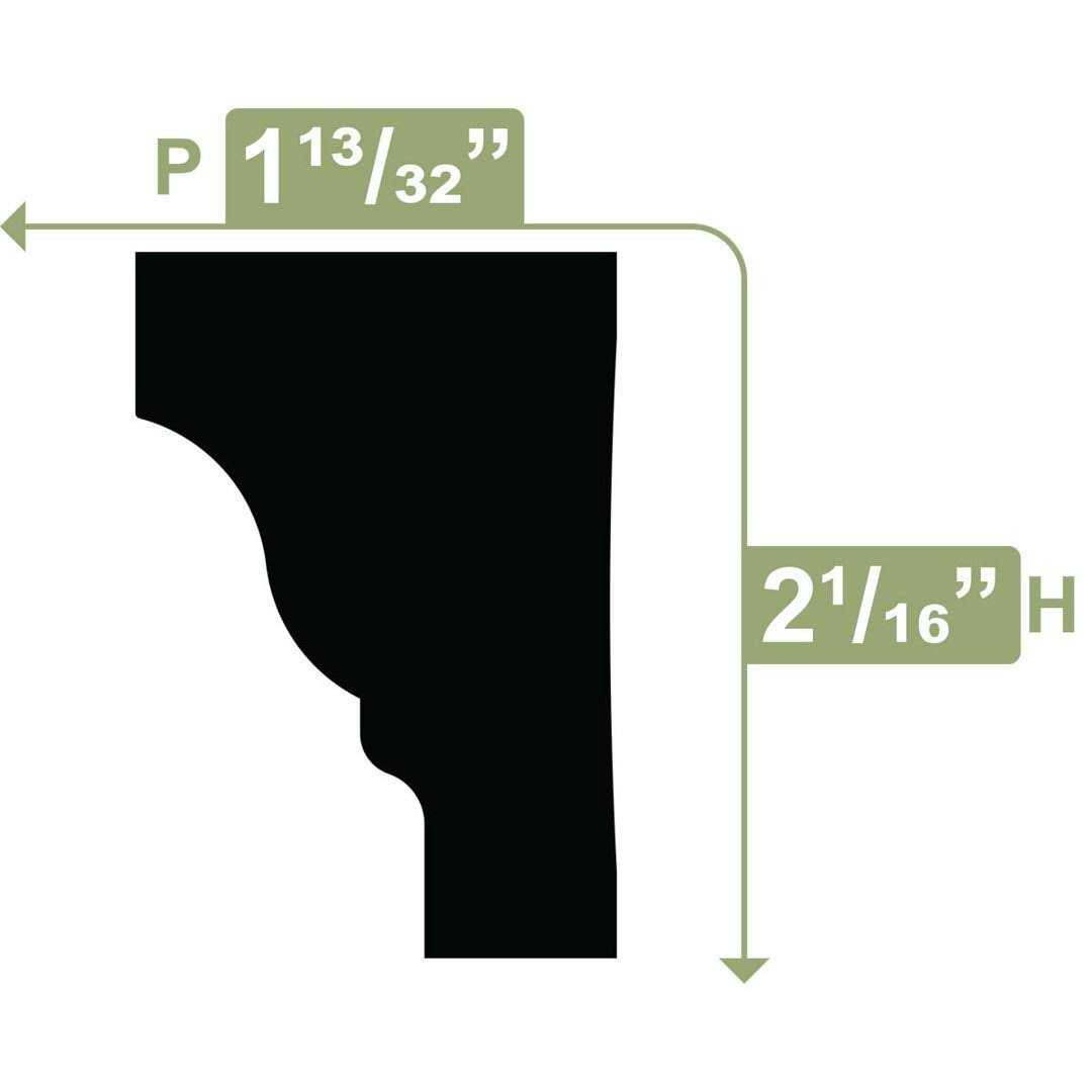 Ekena Millwork 2 in. x 1-3/8 in. x 96 in. Ram Crown Moulding - Cheap Fitting
