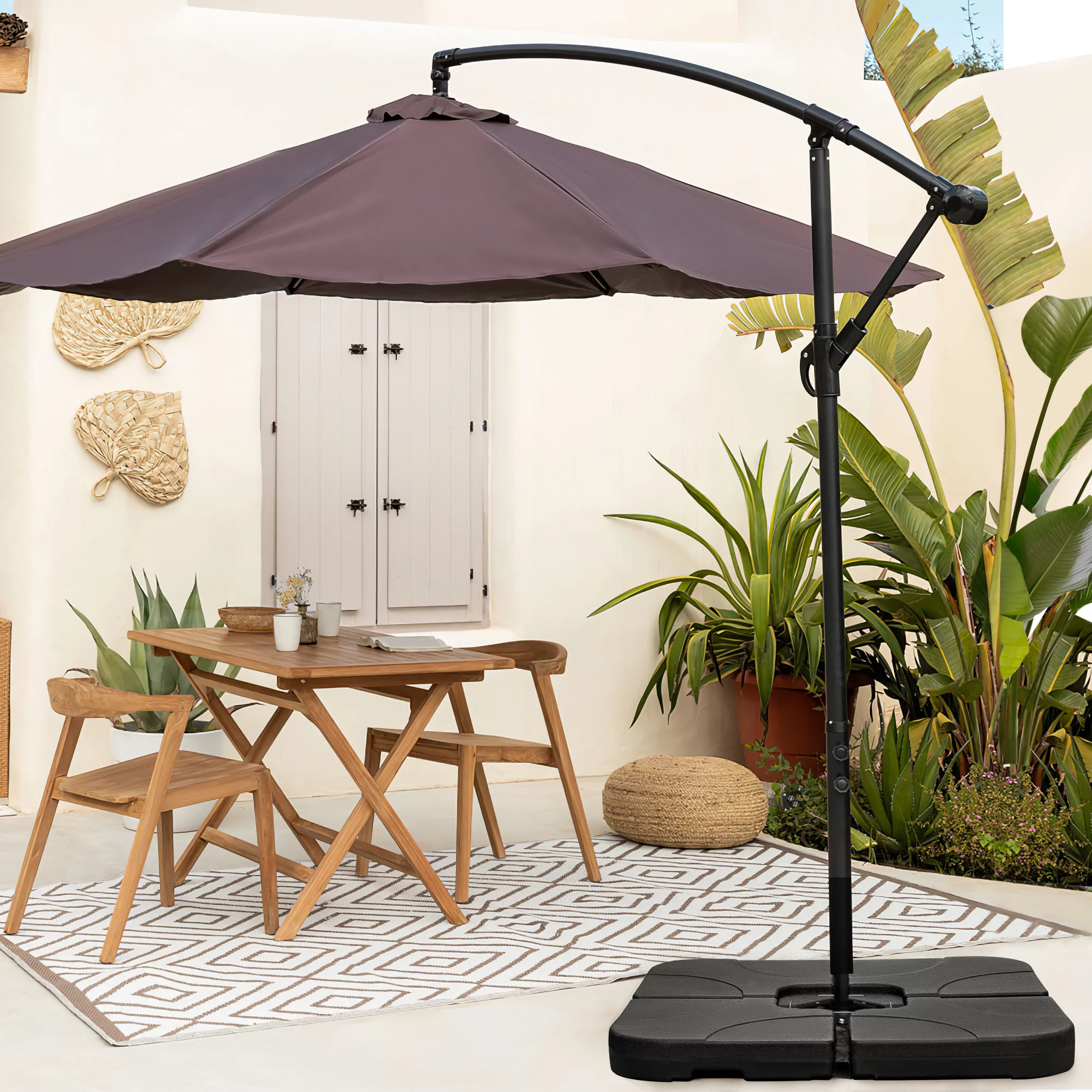 Homall 4PCS Square Shaped Water Or Sand Filled Umbrella Base Cantilever Offset Patio Market Umbrella Base Stand with U Locking (Black) - Cheap Fitting