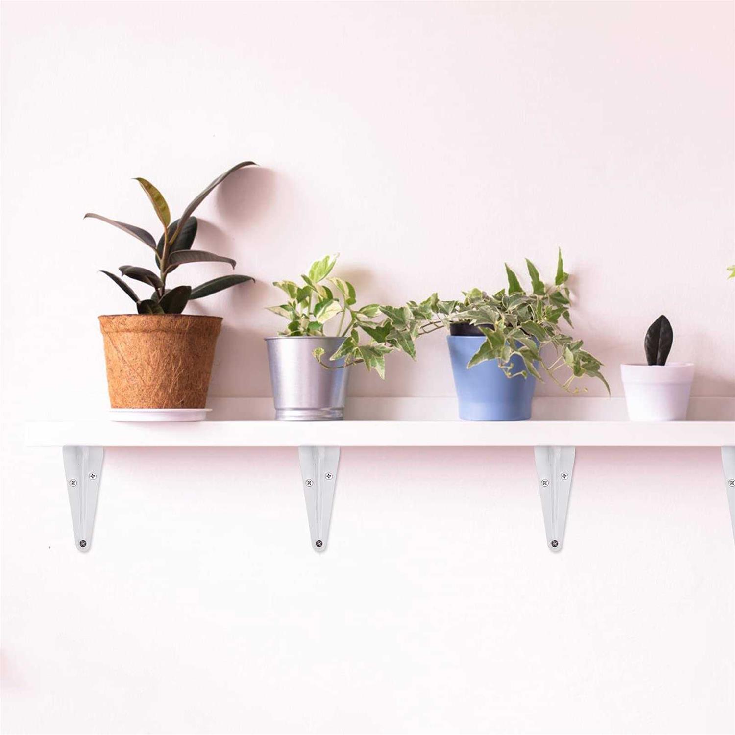 12 Pack White Shelf Brackets 4 Inch Metal Floating Shelf Brackets Heavy Duty L Brackets J Brackets Hardware Brace Brackets Support Wall Mount Angle - Cheap Fitting