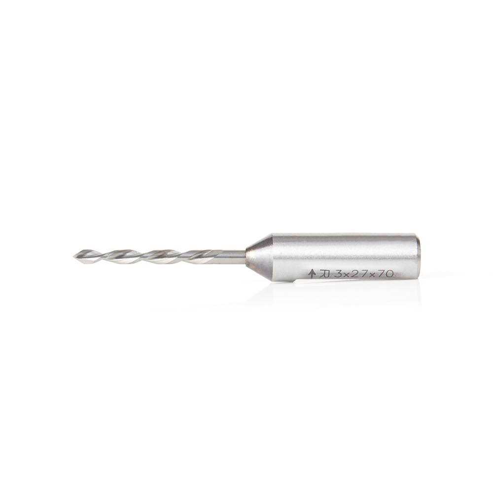 Amana Tool Amana 217013 Solid Carbide Through-Hole Dowel Drill Boring Bit R/H 3mm D x 70mm Long x 10x25mm SHK - Cheap Fitting