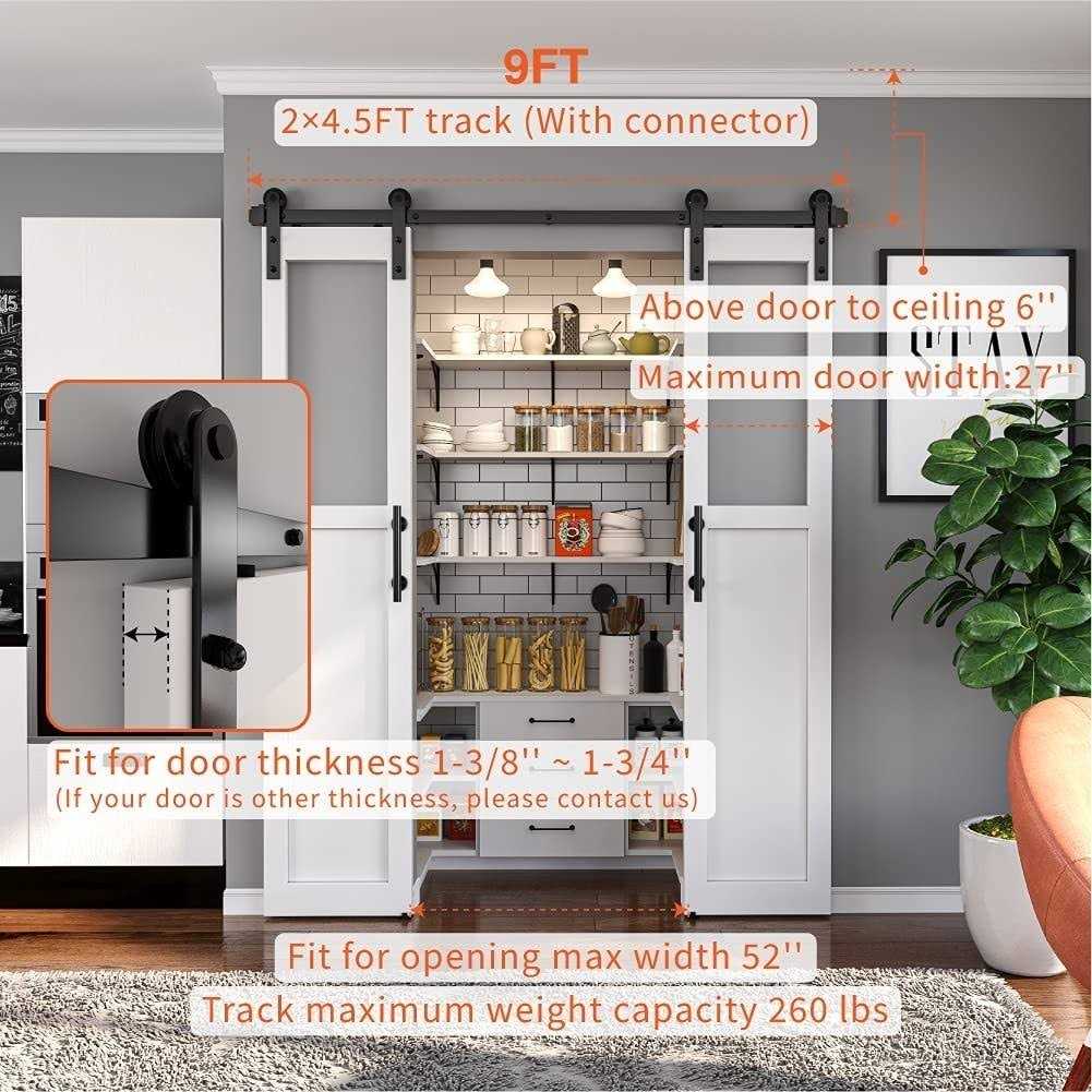 WINSOON Sliding Barn Door Hardware Kit Track for Double Doors - Cheap Fitting