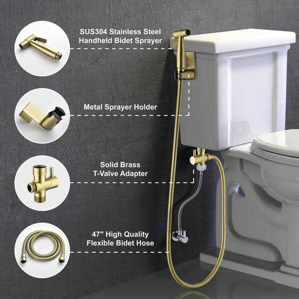 Boyel Living Single-Handle Bidet Faucet with Sprayer Holder, Solid Brass T-Valve Adapter and Flexible Bidet Hose - Cheap Fitting