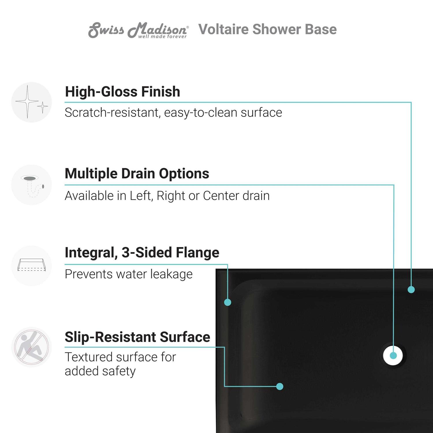 Swiss Madison Voltaire 60 x 32 Shower Base SM-SB532 - Cheap Fitting