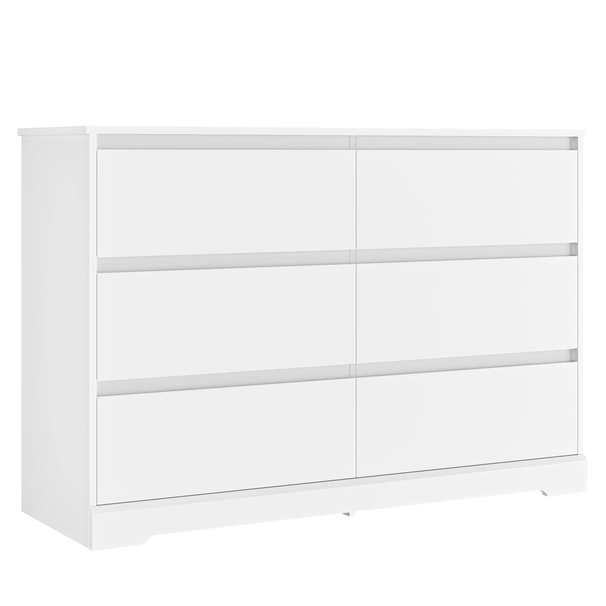Homfa 6 Drawer Double Dresser, 47.2'' Wood Storage Side Cabinet Chest of Drawer for Bedroom Living Room, White - Cheap Fitting