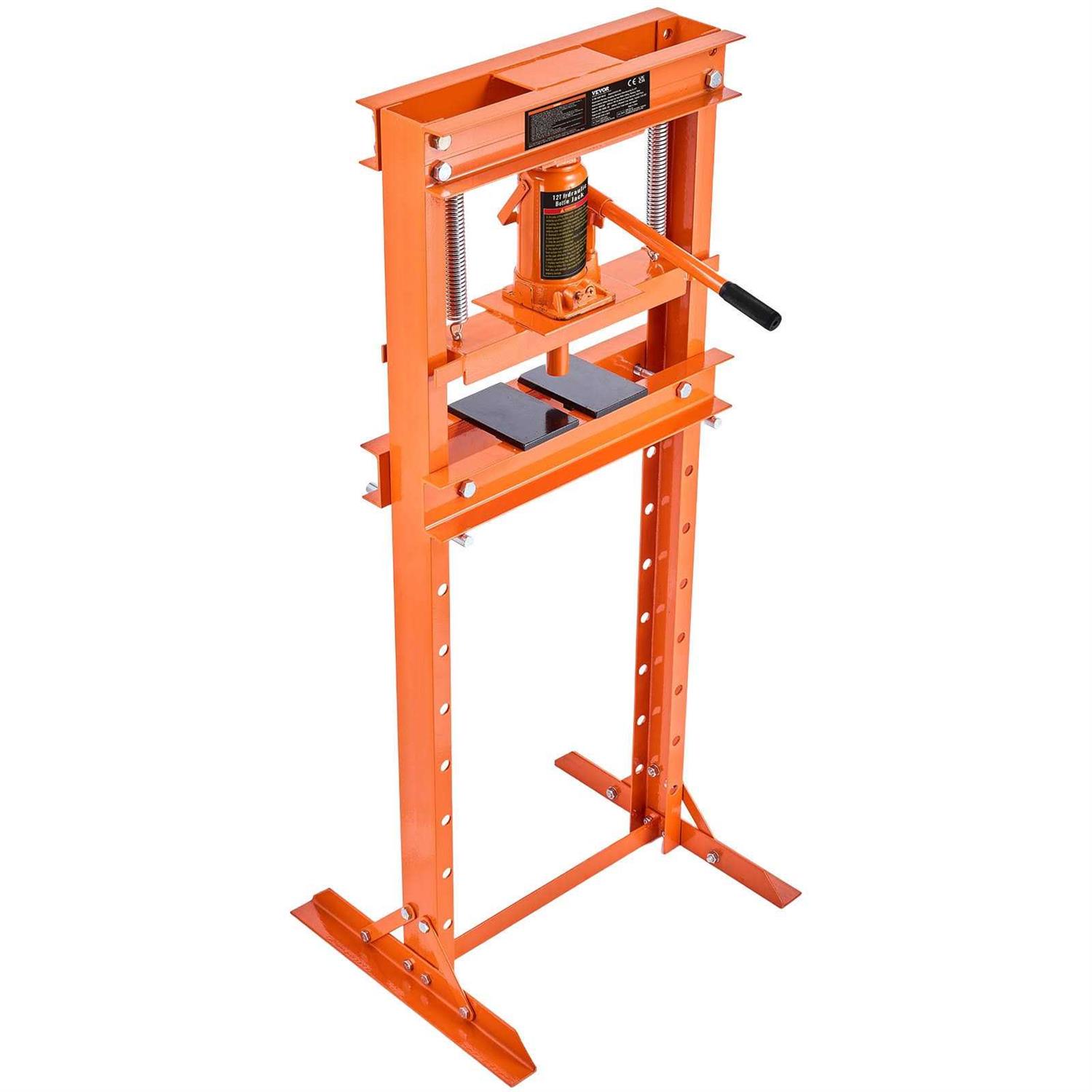 VEVOR Hydraulic 12 Ton H-Frame Garage Floor Adjustable Shop Press with Plates QJDSQCYYJC12TU73BV0 - Cheap Fitting