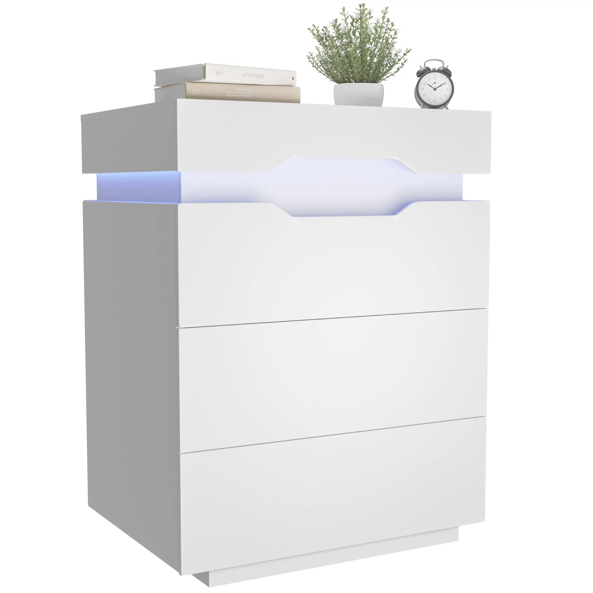 Homall Nightstand 2 Drawers Led Bedside End Tale with Remote and Charging Ports, White - Cheap Fitting