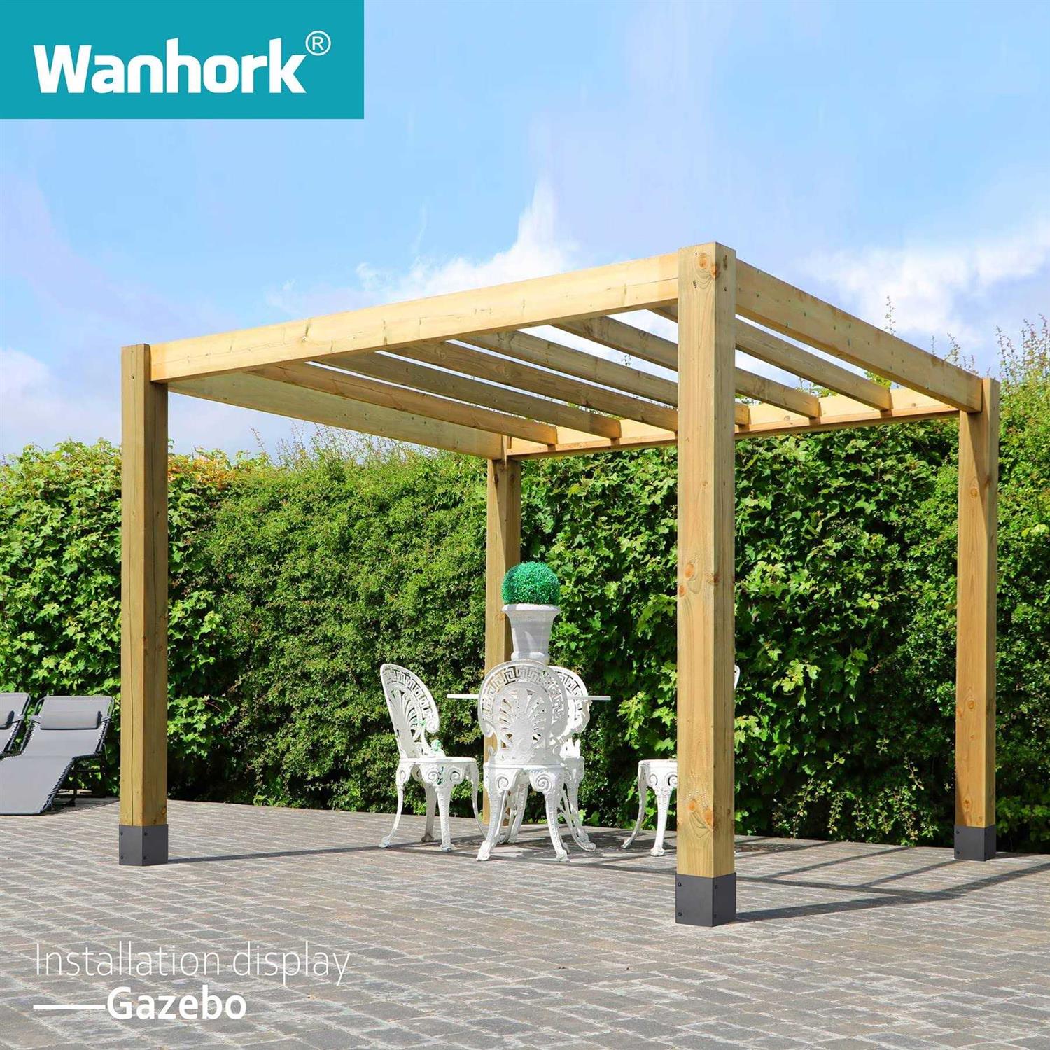 Wanhork 304 Stainless Steel Adjustable Post Protector, Protect mailboxes, Deck and Fences from rain and Damage to Maintenance - Cheap Fitting