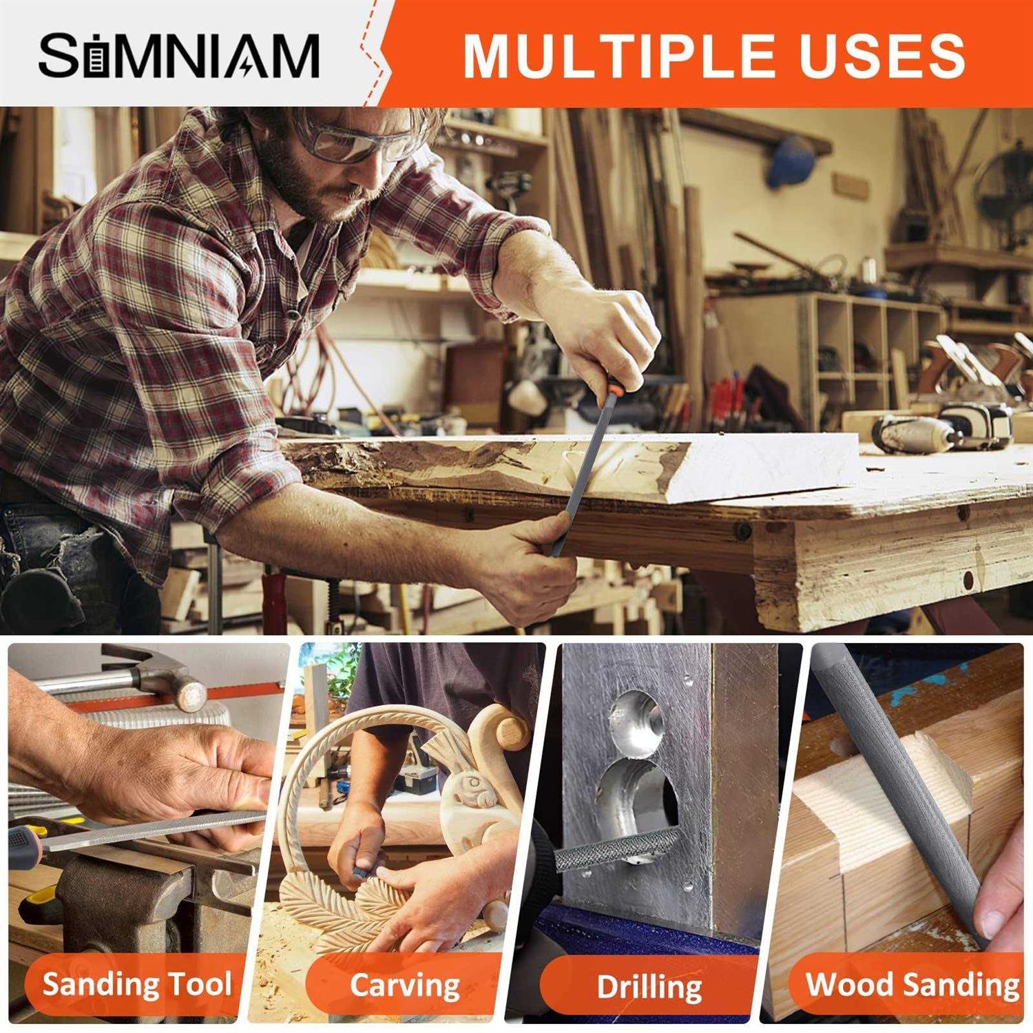 Simniam 18Pcs Professional Files Set Premium T12 Metal Files with Suitcase - Cheap Fitting