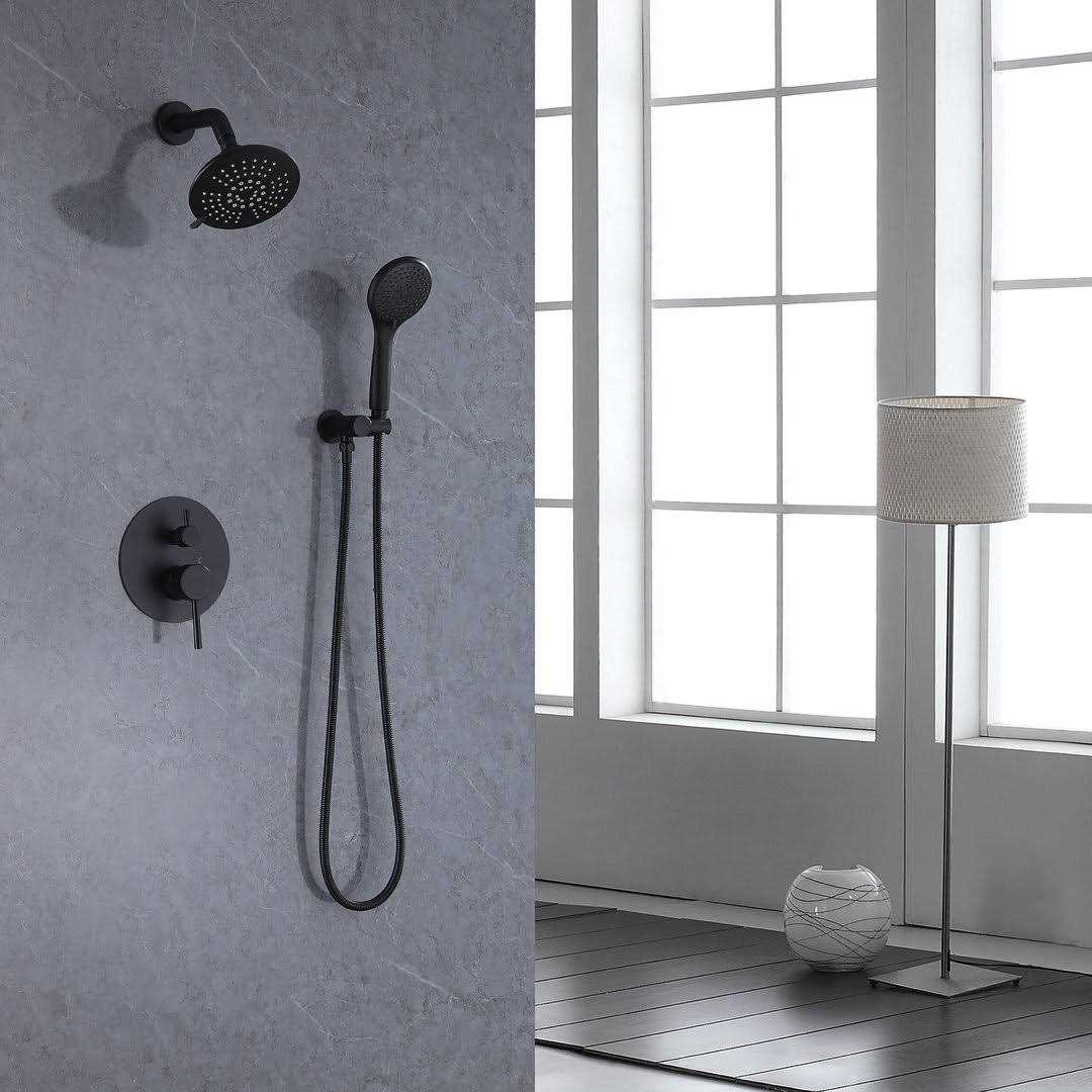 BWE A-98001 Shower Faucet Matte Black 2-handle Multi-function Round Shower Faucet Valve Included Stainless Steel A-98001-B - Cheap Fitting
