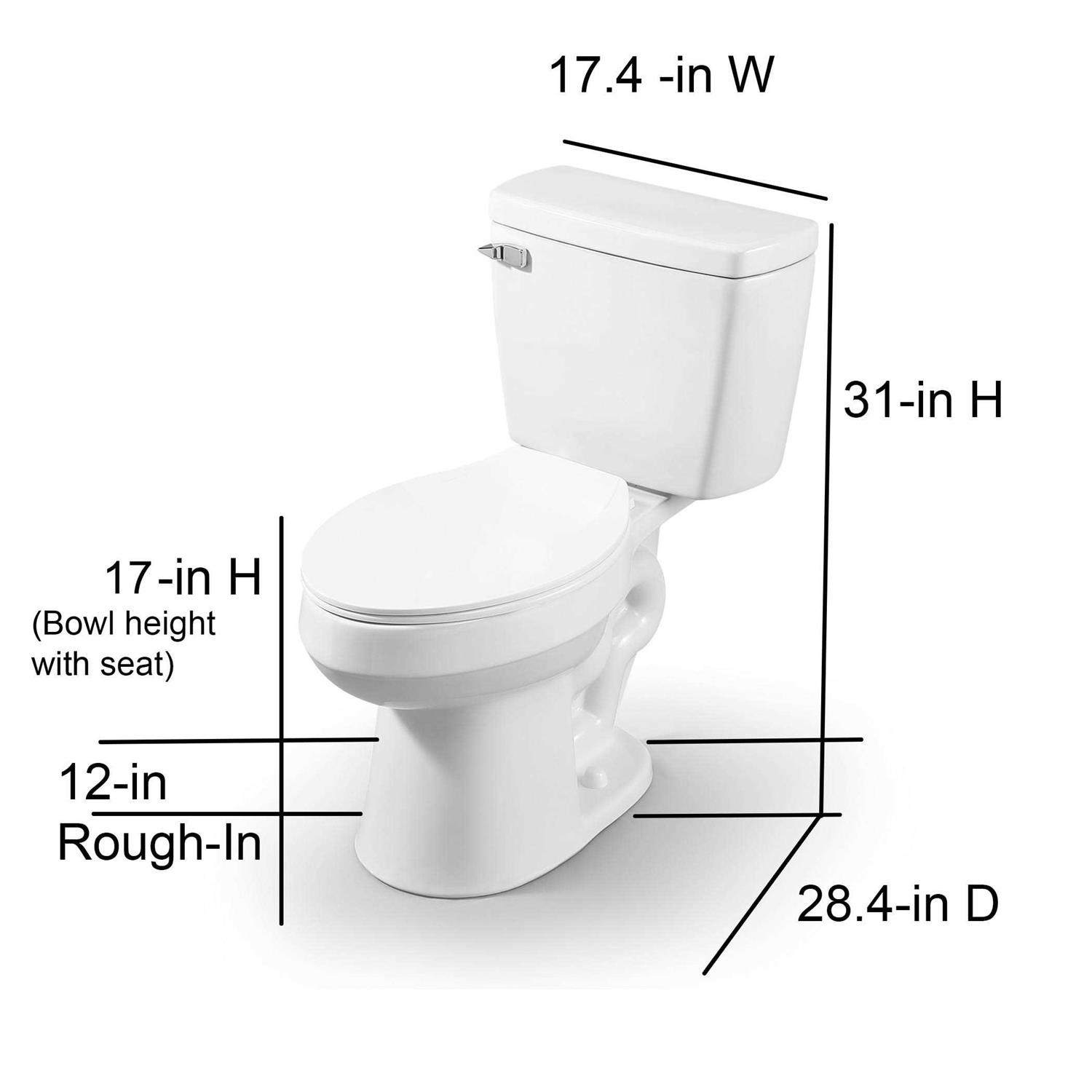 Project Source Pro-Flush White Elongated Chair Height 2-piece WaterSense Toilet 12-in Rough-in MT-802PRO - Cheap Fitting