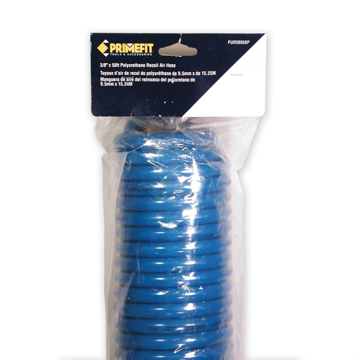 Primefit 3/8 in. x 50 ft. Polyurethane Recoil Hose - Cheap Fitting