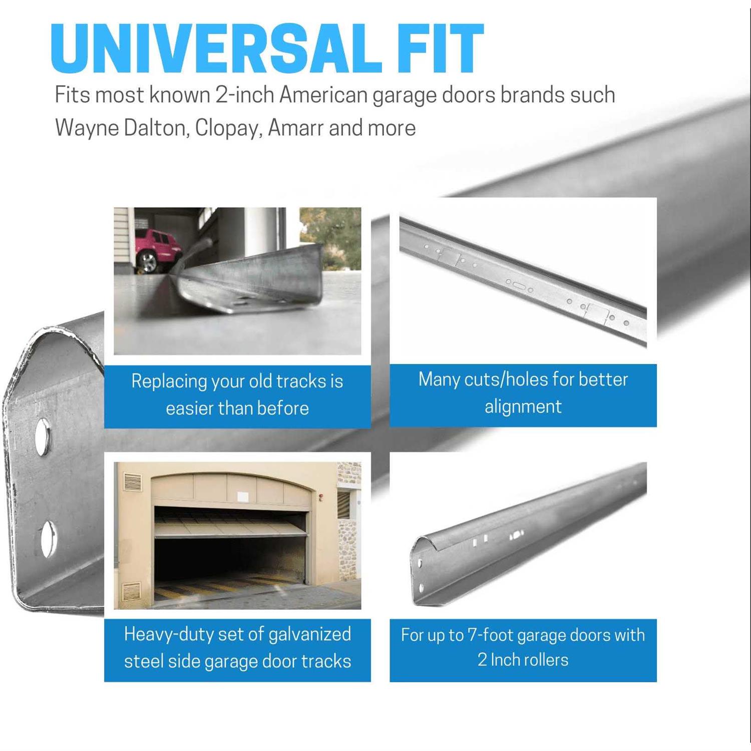 HOOIMA Garage Door Vertical Track Replacement Set of Left and Right for 7 Foot Tall - Cheap Fitting