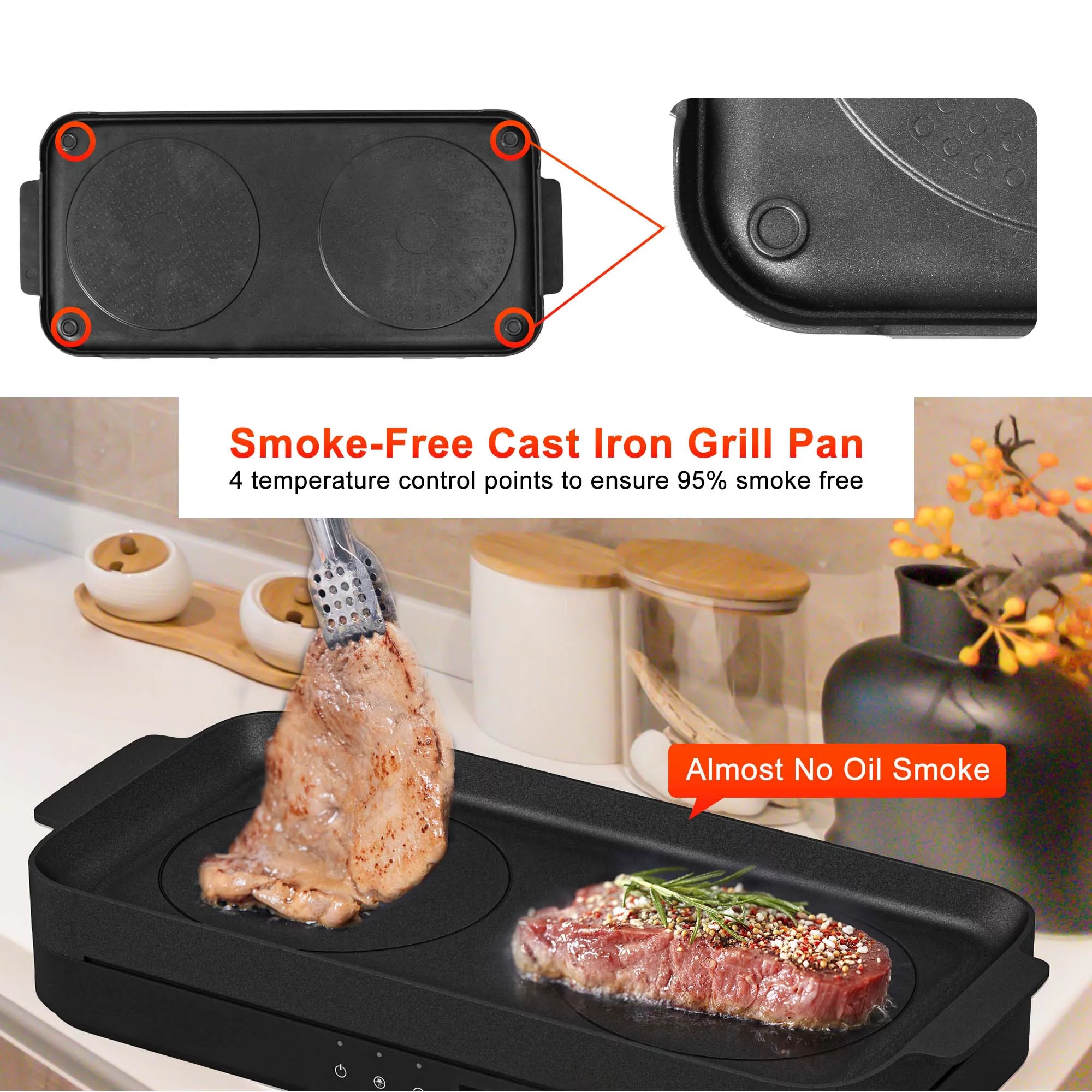 COOKTRON 1800W 230V Double Burner Electric Induction Cooktop w/Griddle - Cheap Fitting