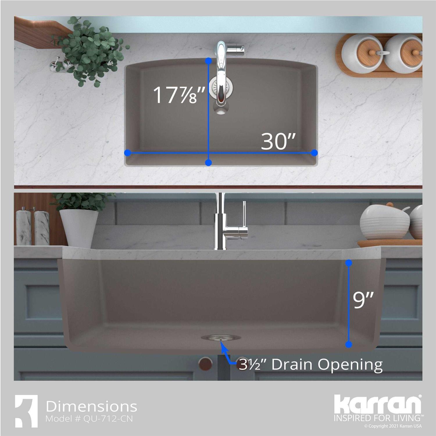 Karran Undermount Quartz Composite 32 in. Single Bowl Kitchen Sink QU-712 - Cheap Fitting