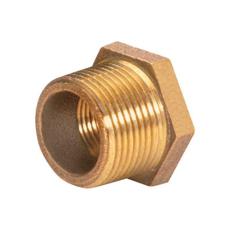 JMF Company 1/2  MPT x 3/8  FPT Yellow Brass Hex Bushing - Cheap Fitting
