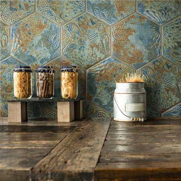 Merola Tile Gaudi React Hex Ocean 8-5/8 x 9-7/8 Porcelain Floor and Wall Tile - Cheap Fitting