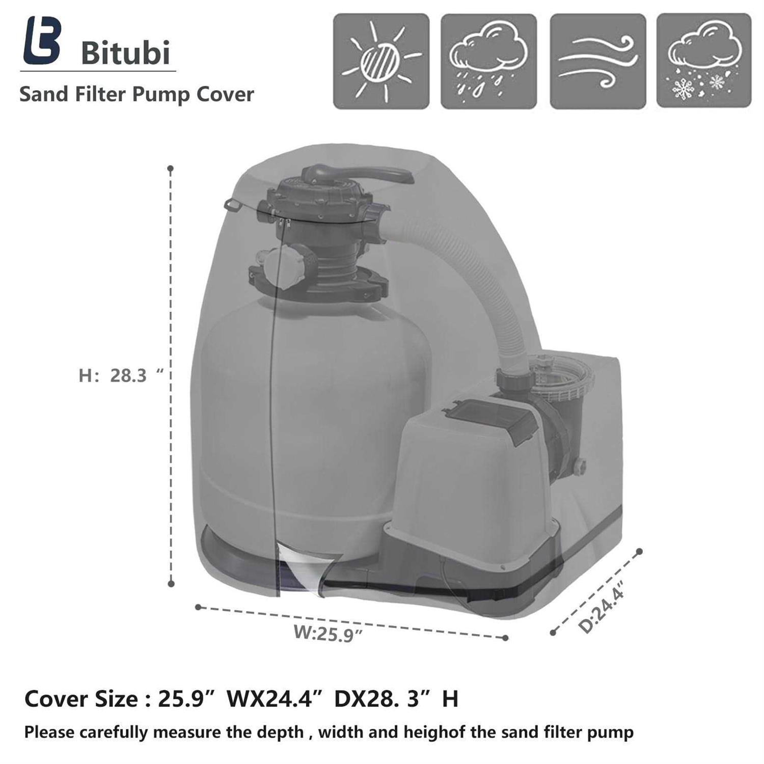 Bitubi Sand Filter Pump Cover for INTEX Krystal Clear Sand Filter Pump,Waterproof Anti-UV Above Ground Pool Pump Cover,Sand Pool Filters Cover - Cheap Fitting