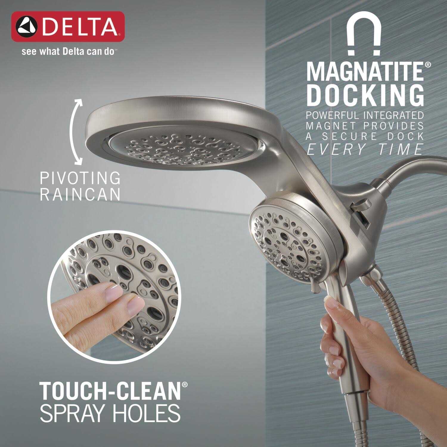 Delta HydroRain H2Okinetic 2.5 GPM 5-Setting Two-in-One Shower Head 58680 - Cheap Fitting