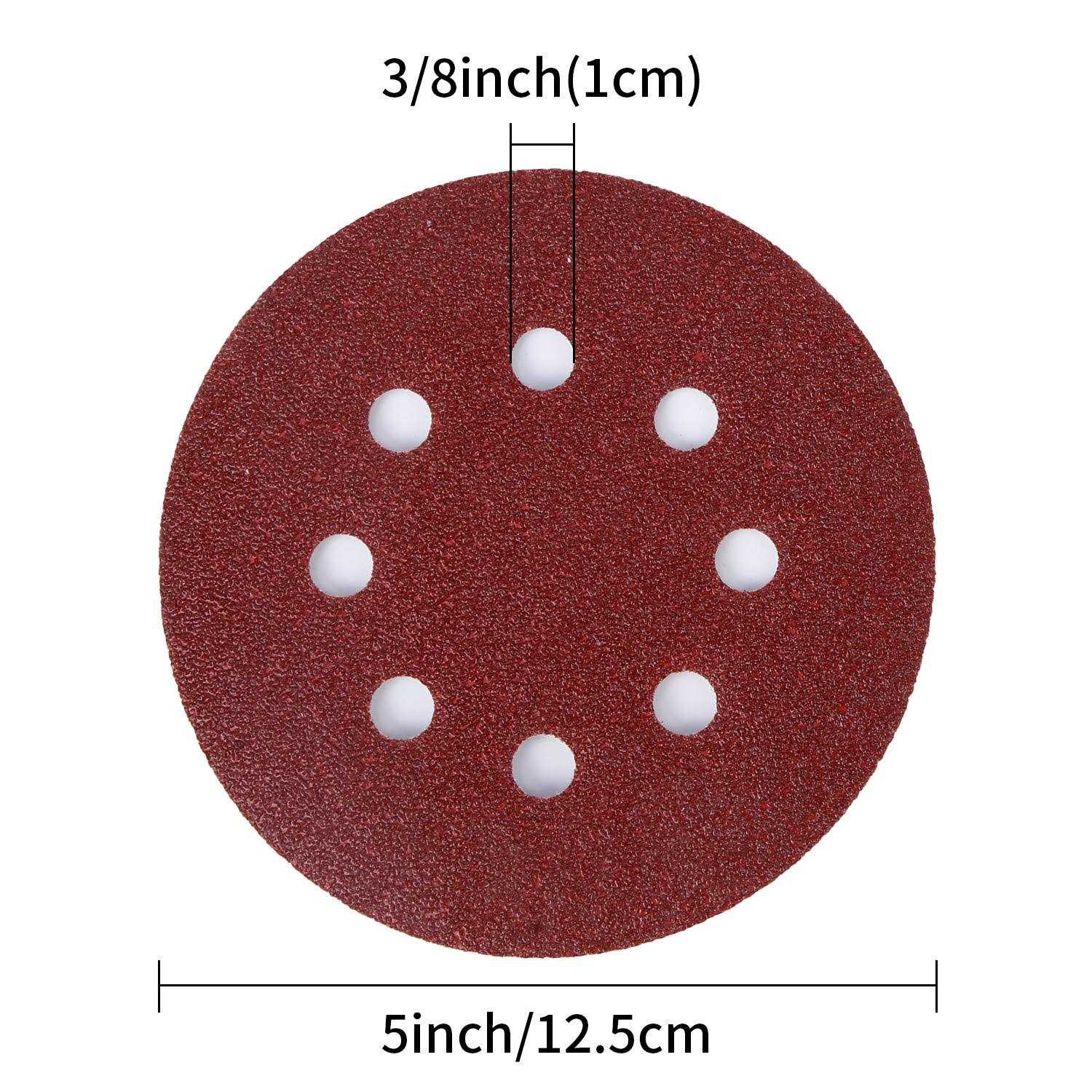 Tongbay 100PCS 5 Inch 8 Holes Sanding Discs 60 120 240 400 600 800 1000 1200 1500 2000 Grit Sandpaper Sander Round Sand Paper - Cheap Fitting