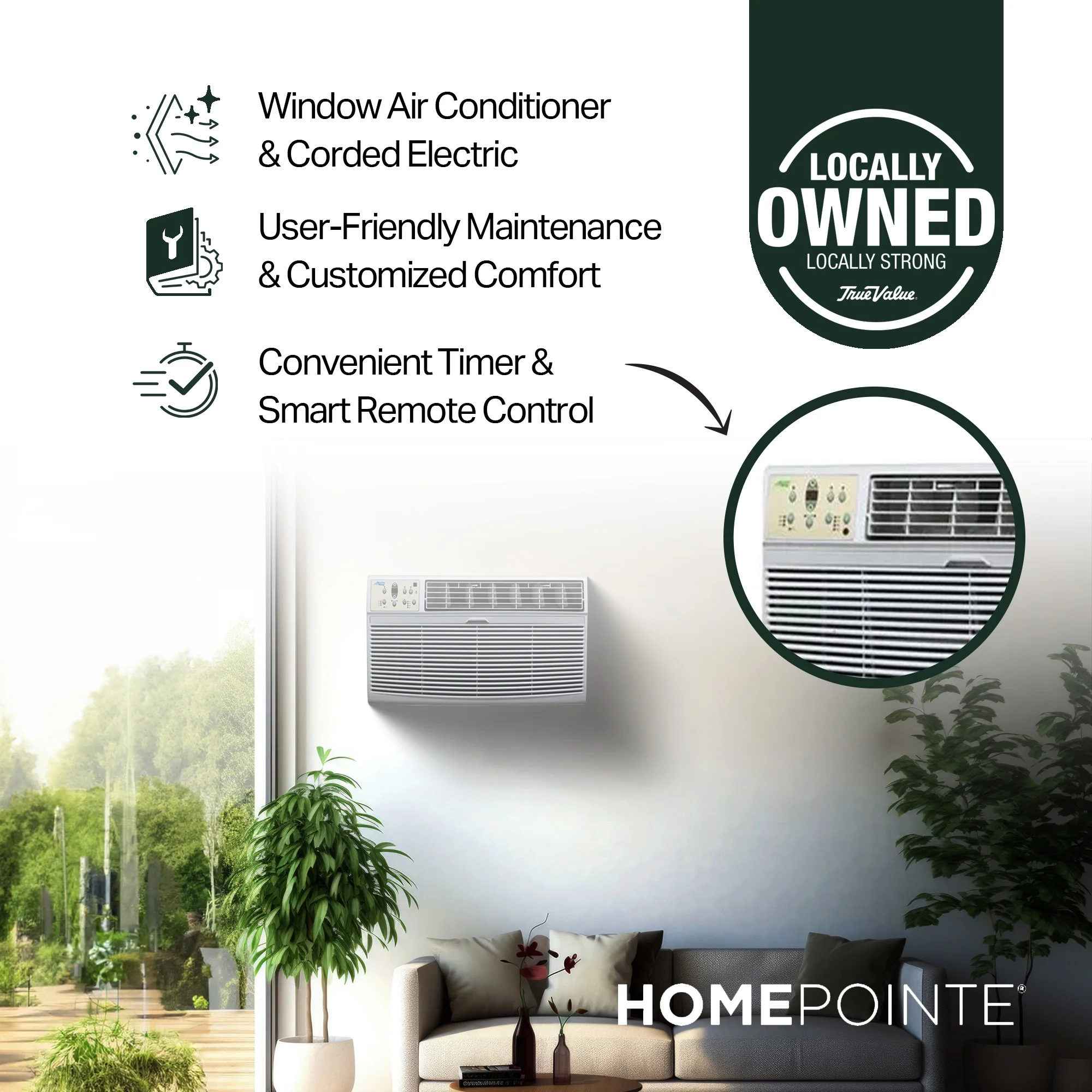HomePointe 12,000 BTU 230 Volt Through The Wall Window Air Conditioner - Cheap Fitting