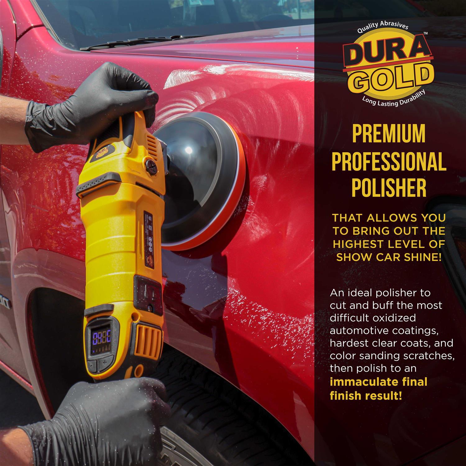 Dura-gold Professional 7 Rotary Polisher Buffer Sander with Buffing & Polishing 8 Pad Kit - Cheap Fitting
