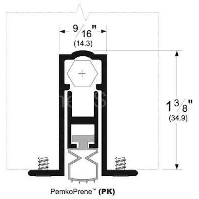Pemko 36 Full Mortise Automatic Door Bottom with PemkoPrene Mill 411APKL36 - Cheap Fitting