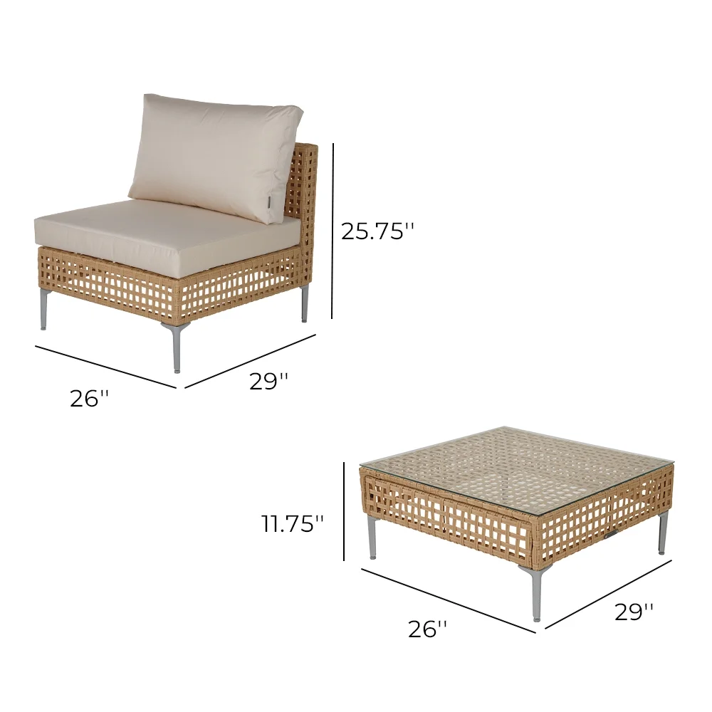 Grand Patio 7-Piece Wicker Patio Furniture Set, All-Weather Outdoor Conversation Set Sectional Sofa with Water Resistant Beige Thick Cushions and Coffee Table - Cheap Fitting