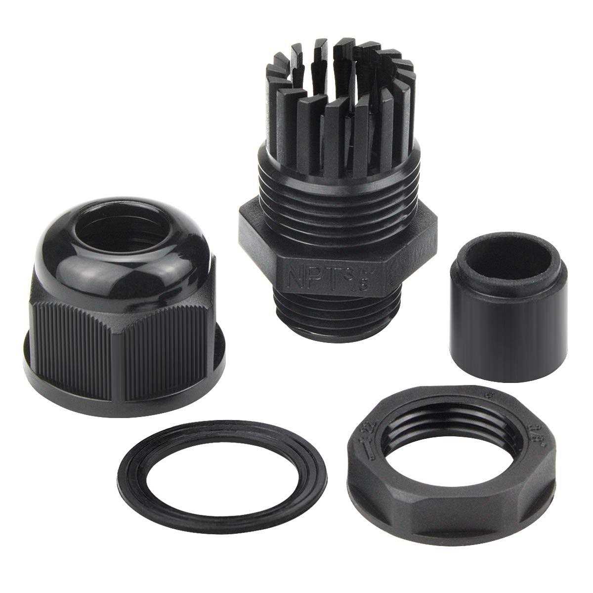 XHF 50 Pcs IP68 Strain Relief Nylon Cord Grip Waterproof NPT Cable Glands Adjustable UL Listed and RoHS Compliant - Cheap Fitting