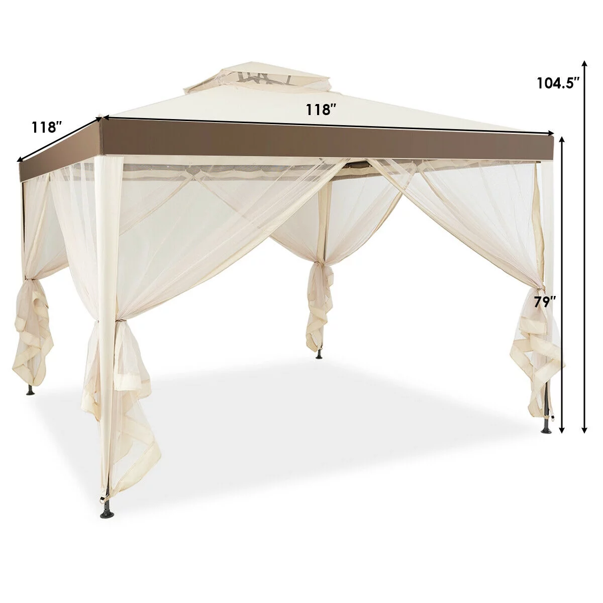 Gymax 10'x 10' Canopy Gazebo Shelter W/Mosquito Netting Outdoor Patio Beige - Cheap Fitting
