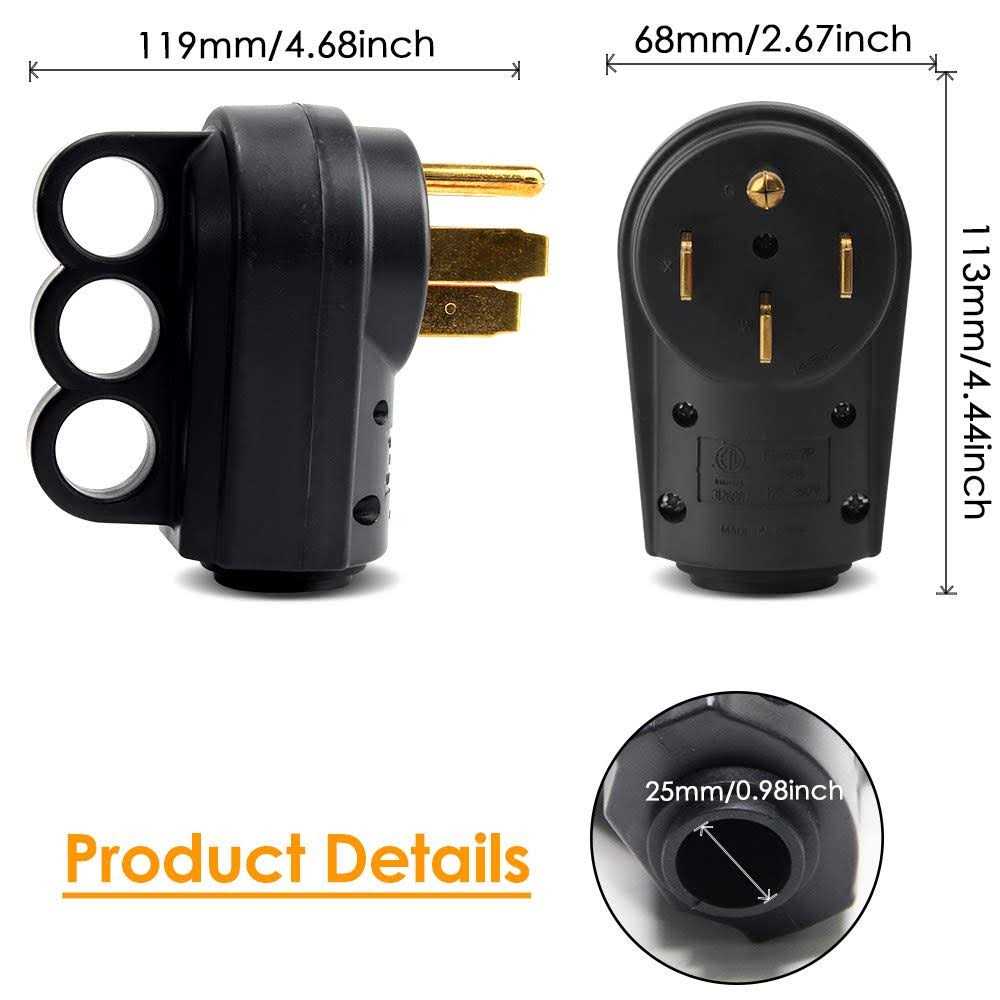 OPL5 Heavy Duty RV 50 Amp Male Plug Replacement Electrical Plug Adapter with Handle RV Power Cord – 50A 125/250V 4-Prong Male for RV - Cheap Fitting