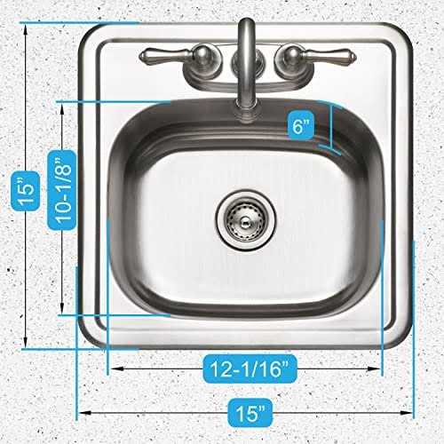 Houzer Hospitality Series Topmount Stainless Steel Bar/Prep Sink 1515-6BS-1 - Cheap Fitting