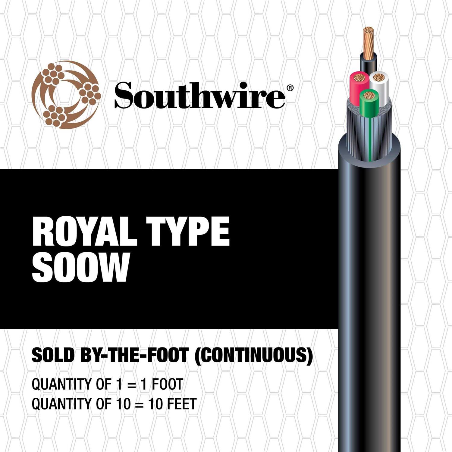 Southwire 1-ft 12-awg 4 Black Soow Power Cord By-the-foot 55809546 - Cheap Fitting
